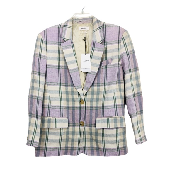 Isabel Marant Etoile $675 Celedon Veste Ilindae Pastel Plaid Blazer Line… - Picture 9 of 16